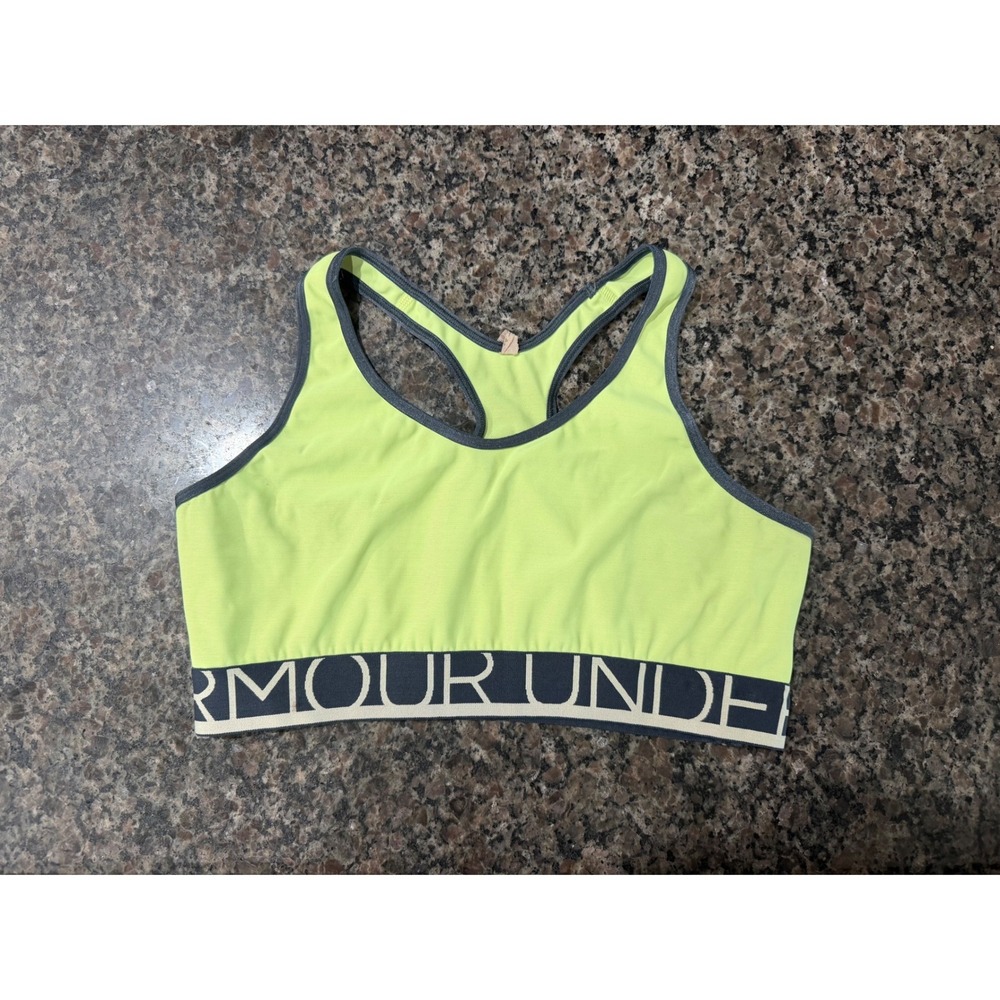 Under‎ Armour HeatGear Compression Sports Bra Neon Lime Green L 1257677